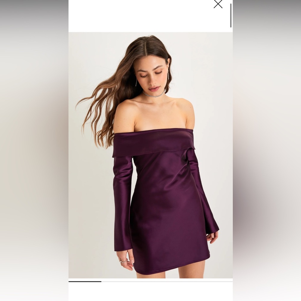 Lulu's Deep Purple Off-Shoulder Dress